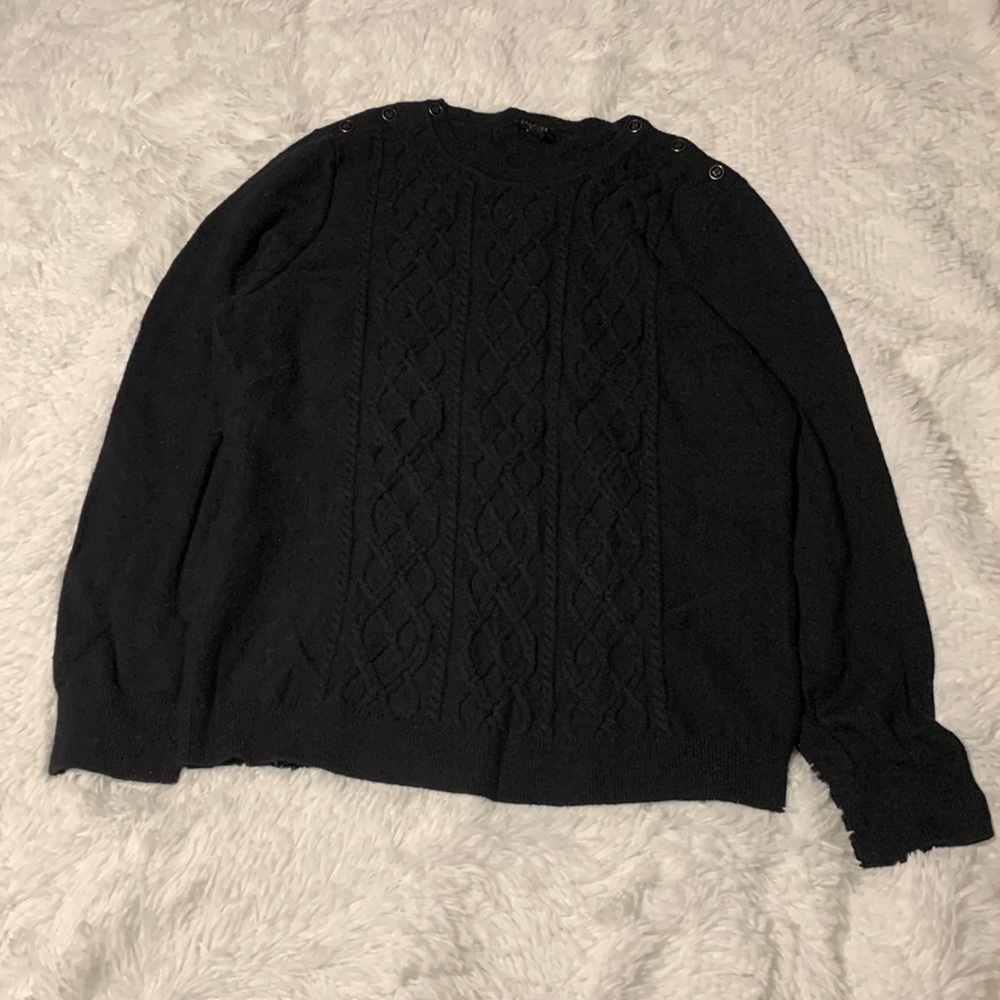 Talbots Cable Nylon/Lambswool Sweater, Size XLP, Black